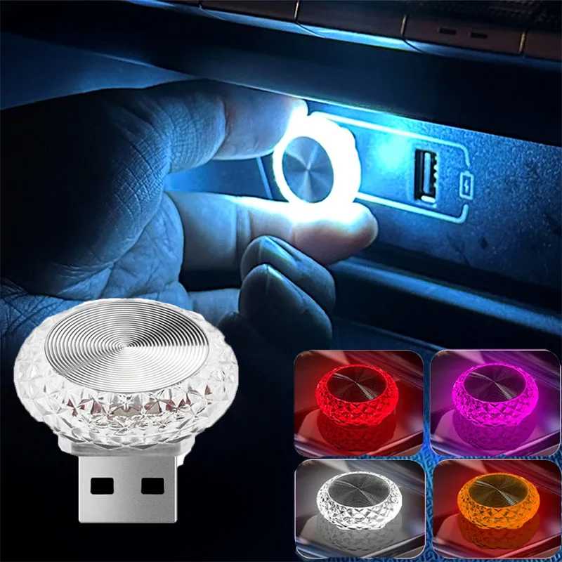 

Car Mini USB LED Ambient Light Decorative Atmosphere Lamps For Interior Environment Auto PC Computer Portable Light Plug Play