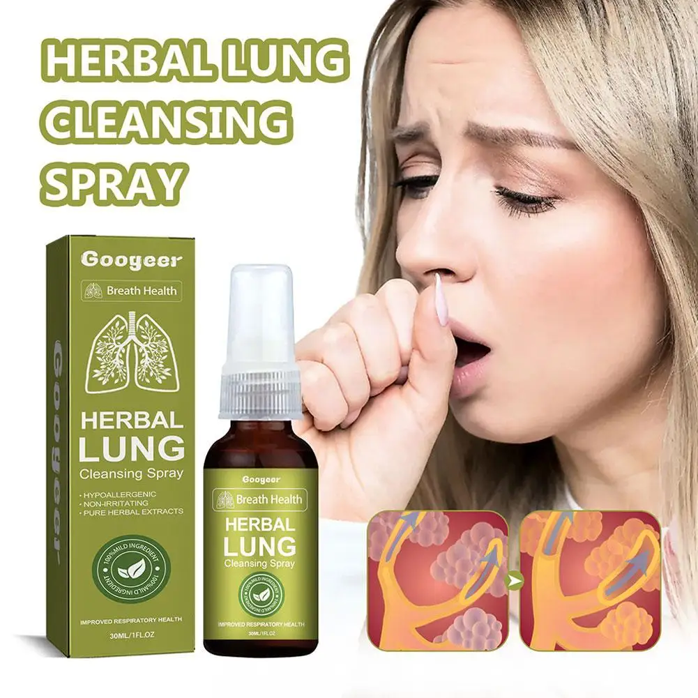 

30ml Lung Herbal Cleanser Spray Smokers Clear Nasal Mist Anti Snoring Congestion Relieves Solution Clear Dry Throat Breath Spray