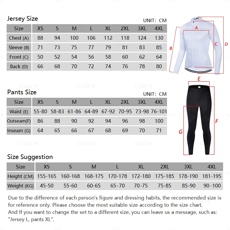 Cycling Jersey Long Sleeve Men Bicycle Clothing Long Pants Gel Padding Spring Autumn
