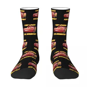 Lightning Mcqueen From Cars Socks Men Women Polyester Fashion Socks Novelty Spring Summer Autumn Winter Middle Tube Socks Gift