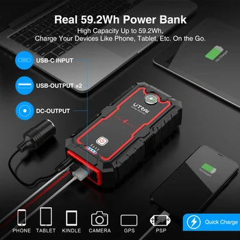 UTRAI Power Bank  2000A Jump Starter Portable Charger Car Booster 12V Auto Starting Device Emergency Car Battery Starter 4