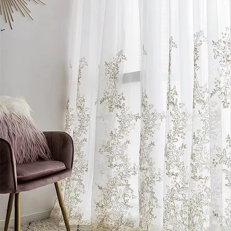 1PC Light Gold Relief Palace Rope Embroidery Light Luxury Wind Window Screen 4