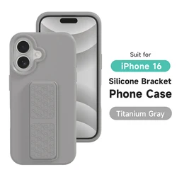 Luxury Liquid Silicone Phone Case with Textured Bracket - Soft, Creative Protection Capa - iPhone 12 Pro (Titanium Grey)