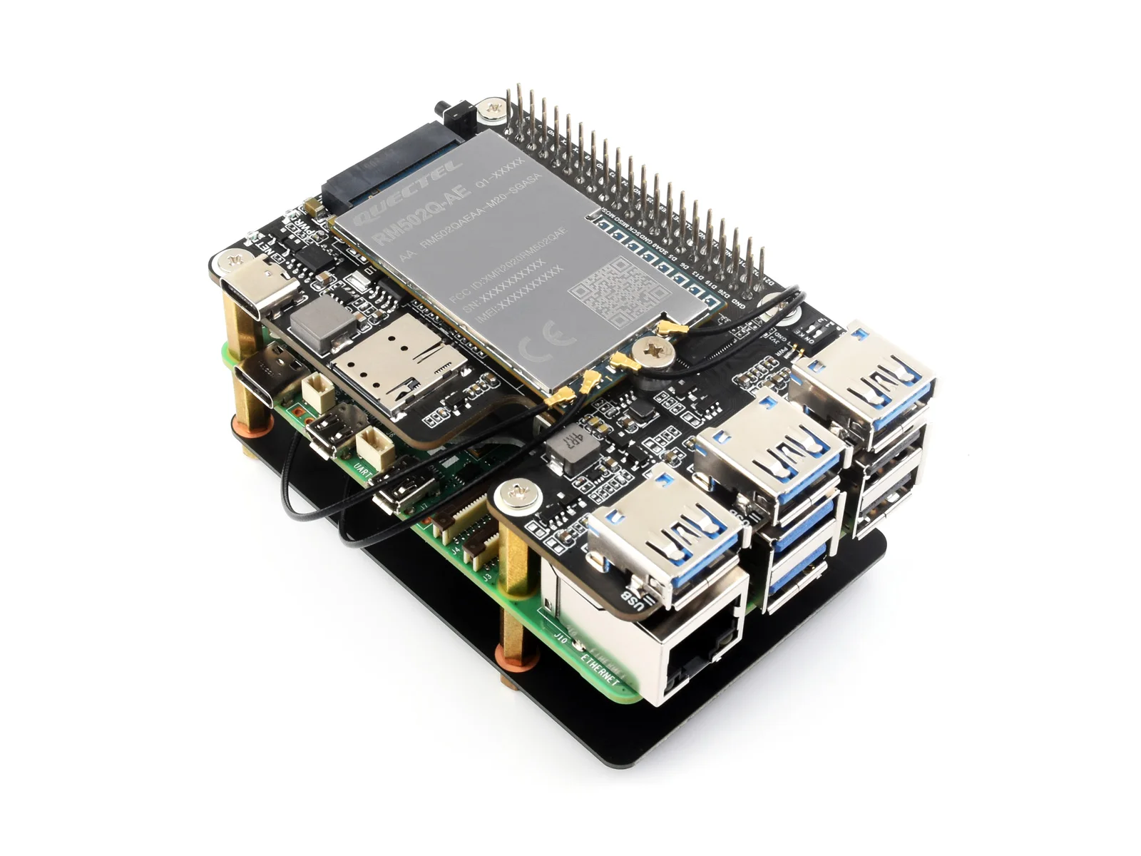 

PCIe до 4G/Φ M.2 USB3.2 HAT +,PCIe до M.2 4G/Φ и USB 3,2 HAT для Raspberry Pi 5, совместим с SIMCom/Quectel 4G/Φ модулем