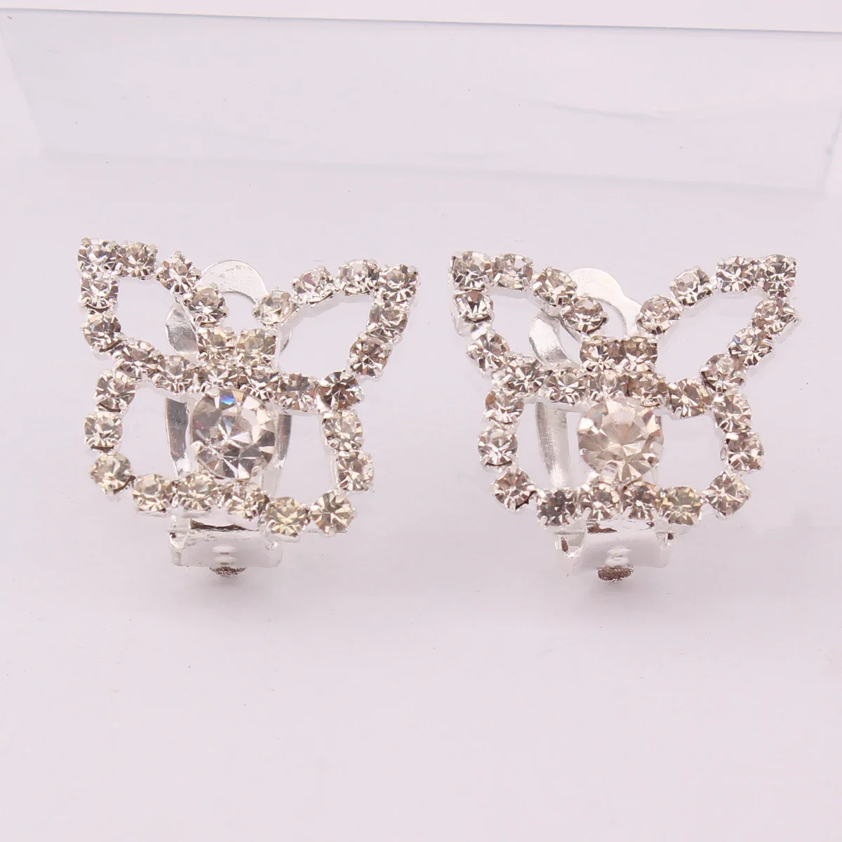 Ear Clip Earrings Rhinestone Pearl Round Waterdrop Heart Geometric Clip on for Women