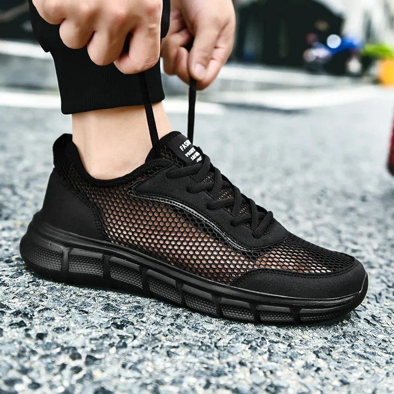 Summer Mesh Shoes Men Sneakers Breathable Light Man Casual Shoe Lace-Up Walking Footwear Tenis Masculino Zapatillas Hombre 2024