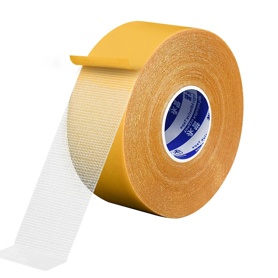thumbnail interactive-video image 1 of 4 Rolls Double Sided Fabric Tape Transparent Mesh Tape With Fiber 1\" X... 1 of 10