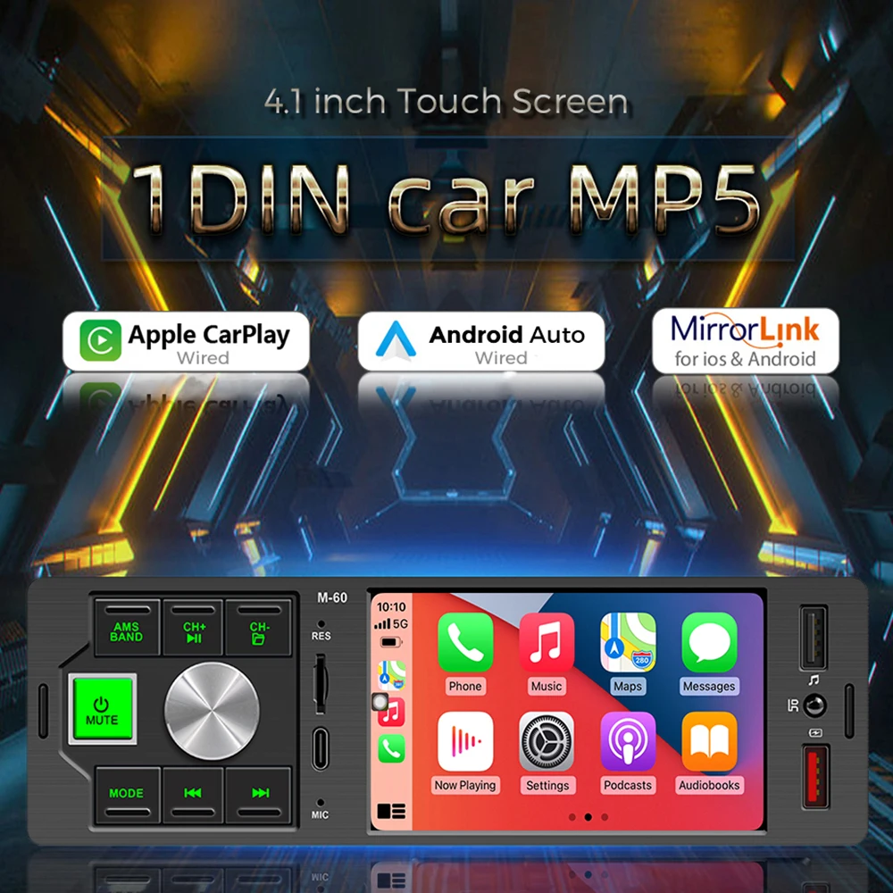 1Din MP5 Player Car Radio Universal Multimedia Video Player FM Stereo Receiver Support Bluetooth Reversing Mirror Link Autoradio
