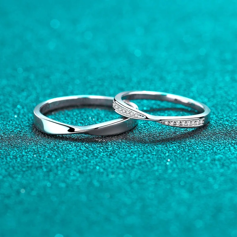 Real 925 Sterling Silver D Color Moissanite Ring Wedding Couple Rings Valentine's Day Anniversary Gift Unisex Band for Women Men 2