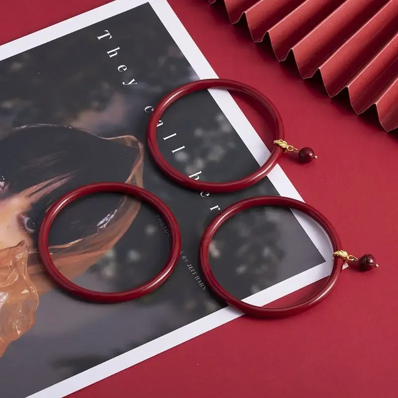 

Natural Cinnabar Pendant Bracelet Benmingnian Lucky Preservation Women's Jingle Bracelet Girlfriend Gift High-end Jewelry