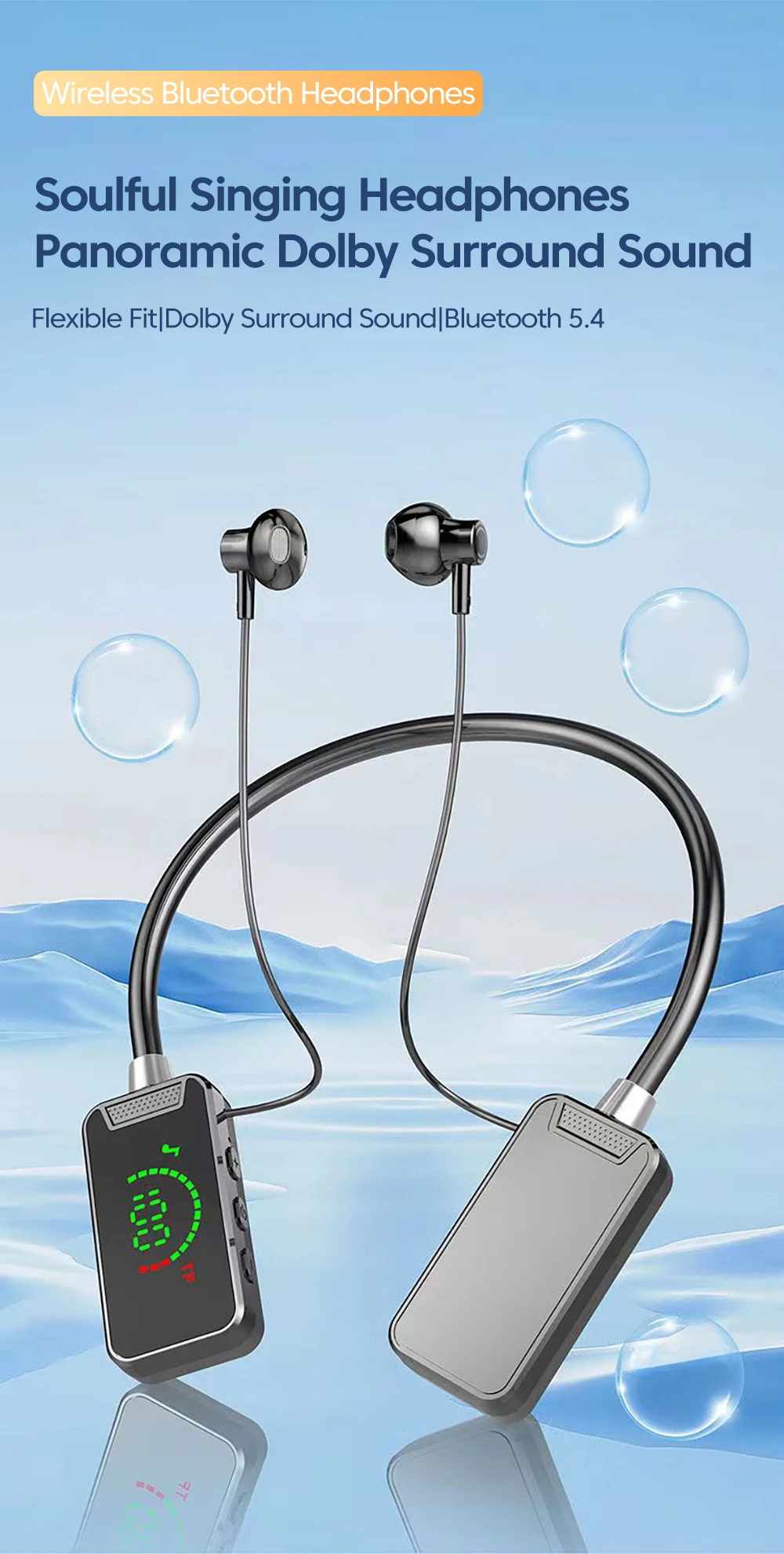 Description Picture 5 of itemWireless Bluetooth 5.3 Headphone Neckband Earphone HIFI In-Ear Long Standby Battery Handfree Headset With Mic Support SD Card