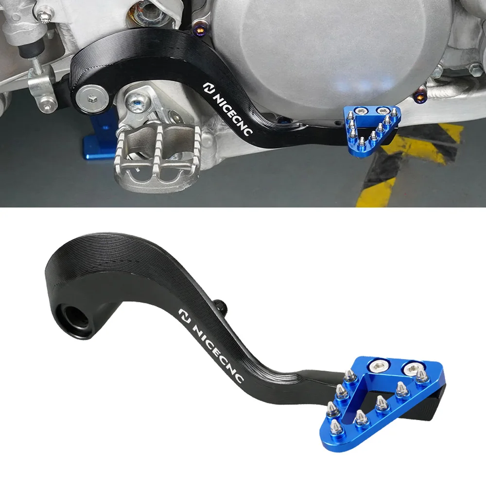 TUSK Aluminum Brake Pedal With Blue Tip For Yamaha YZ125 (1997-2022) | CNC Machined, Spring-Loaded, Replaceable Tip