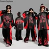 Boys Hip Hop Contrast Sweatshirt Fire Joggers Pants Girls K-pop Street Dance Costumes Kids Jazz Clothes Sets Children Streetwear 4