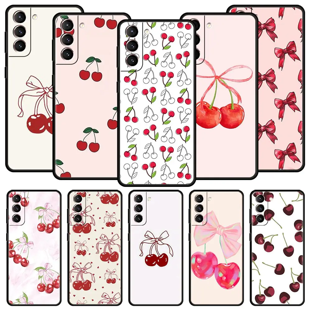 Charming Cherry Bow Soft Silicone Phone Case