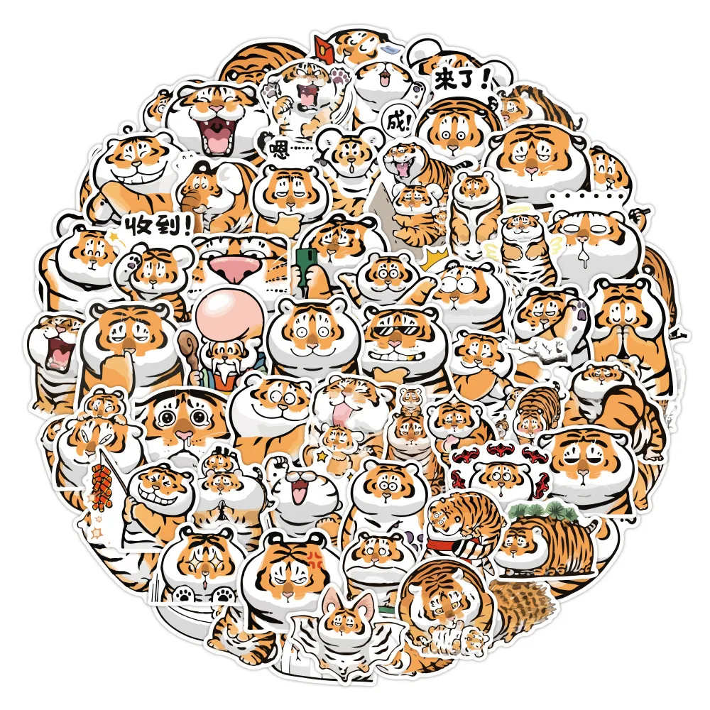 

100 Cute Tiger Fat Tiger Cartoon Graffiti Stickers Luggage Mobile Phone Case Refrigerator Motorcycle Decoration Stickers Toys