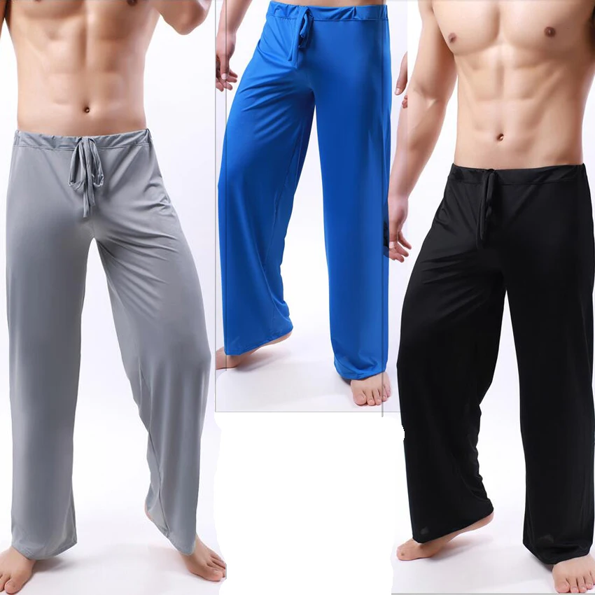 Pajama Pants Men Ice Silk Soft Sleeping Bottoms Nightwear Sleepwear Trousers Casual Loose Breathable Underwear