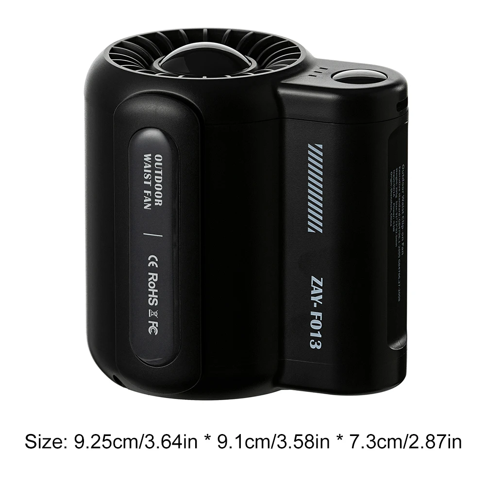 F013 4500mAh Waist Fan Mini Clip Fan Rechargeable Camping Hanging Neck Fan 3 Speeds High-speed Powerful Wearable Waist Clip Fan