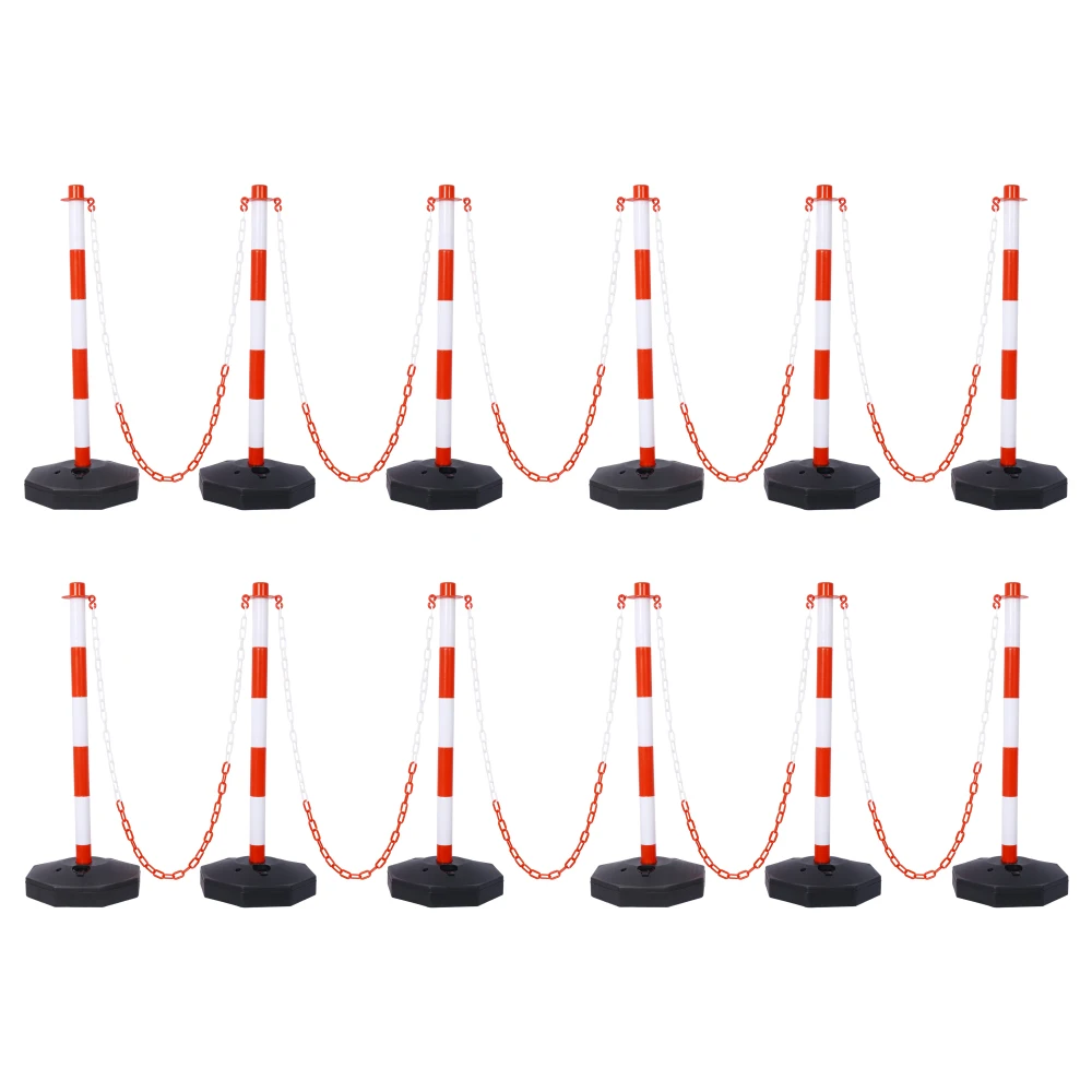 12 Pack Traffic Delineator Post Cones with Fillable Base Adjustable Plastic Barrier with 5Ft Plastic Chain Traffic Control