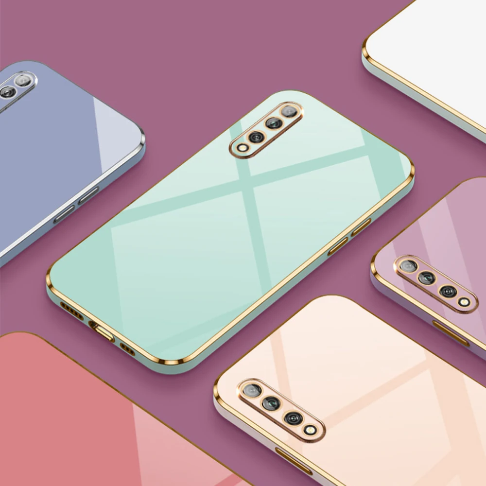 Чехол для Huawei Y8P, Роскошный чехол для телефона с квадратным покрытием, противоударный силиконовый чехол-накладка