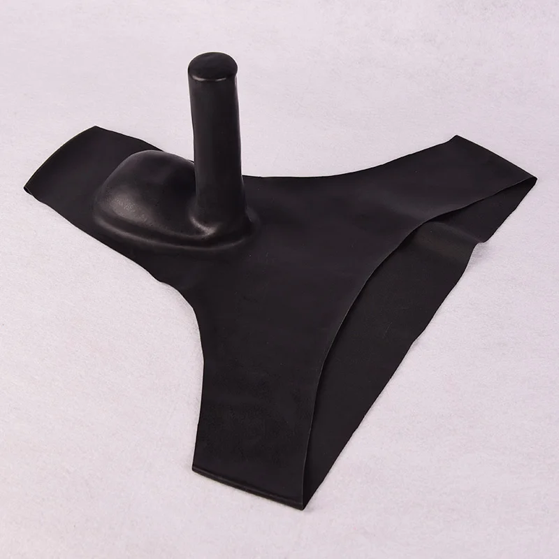 Mens Underwear Sexy Latex Briefs Fetish with Sheath Penis Condom Transparent and Black for Men
