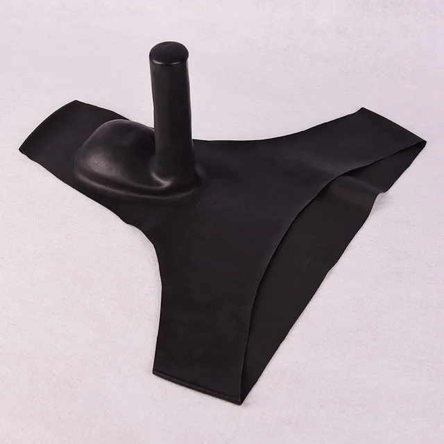 ODITE Latex Slip Fun Unterwäsche - Fetisch Bodysuit Mit 16cm Anal Kondom, Schwarz