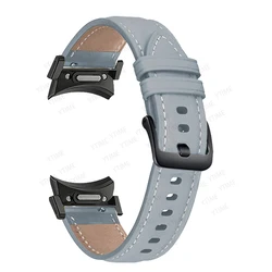 Elegant Leather No-Gap Smartwatch Strap Bracelet for Watch 4 classic 42mm (Gal3w6-grey bk)