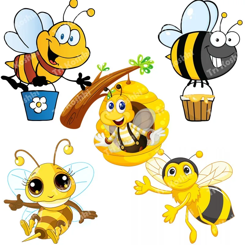 Wall Sticker Tri koshki RC076 Cartoon Cute Little Flying Bee Child Wall Sticker Waterproof Decal Home Decoration Kids Room Door Toile Kitchen
