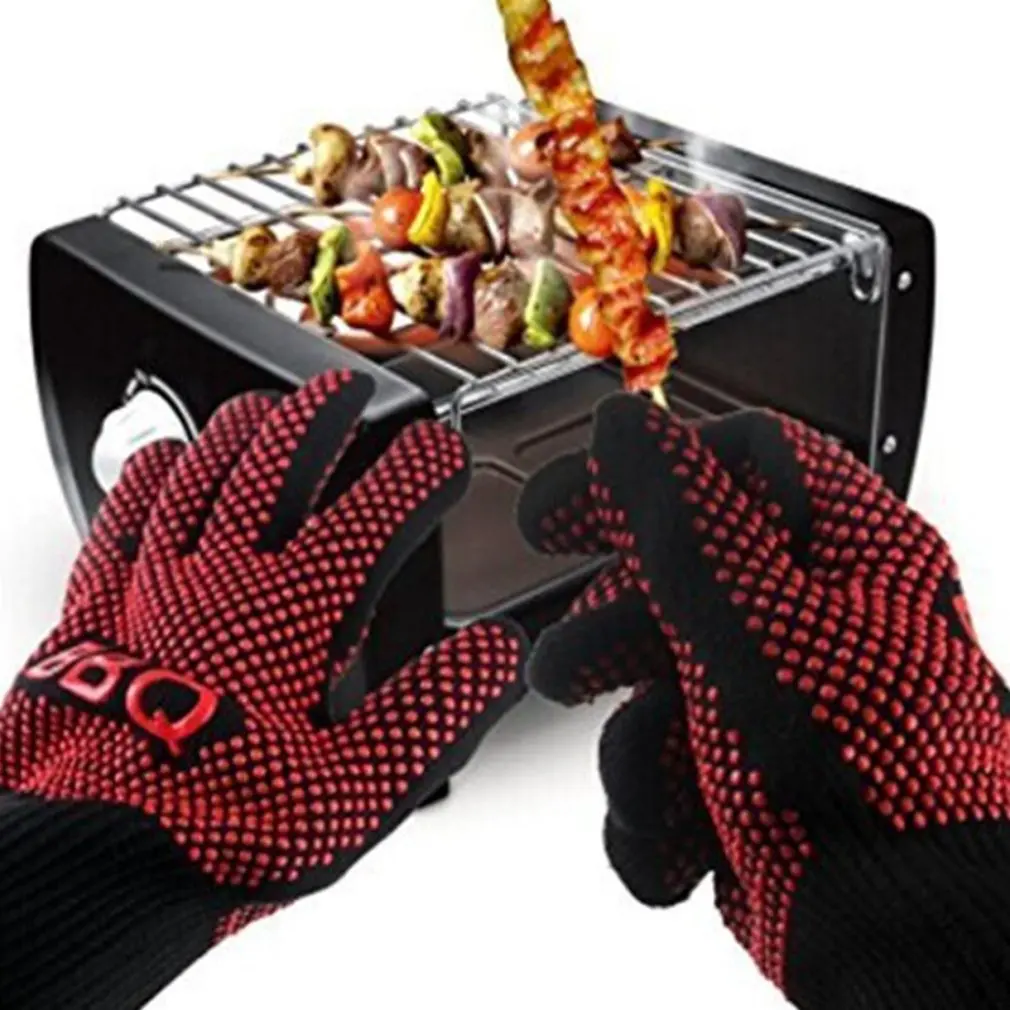 1PCS BBQ Gloves 500 Centigrade Food Grade Heat Resistant Silicone Microwave Kitchen Gloves Cooking Barbecue Grill Oven