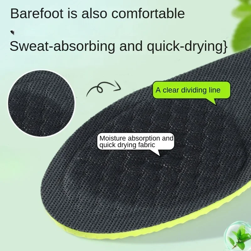 Men Women Feet Care Shoes Pad Sports Shock Absorption Insole Green PU Memory Foam Breathable Arch Support Orthopedic Shoes Pad