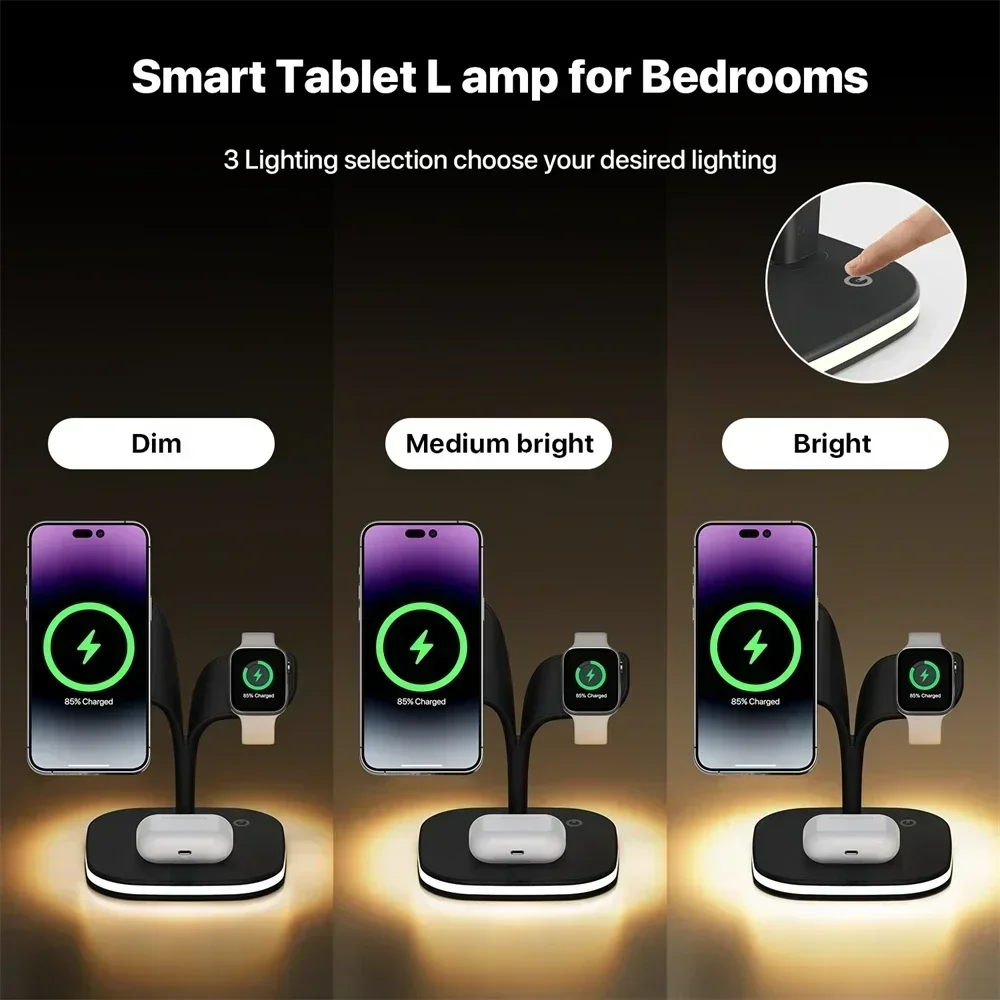 애플 워치 에어팟 프로용 마그네틱 무선 충전기, 아이폰 13, 14, 15, 프로 맥스, 12 100% 고속 무선 충전 스테이션, 3 인 1