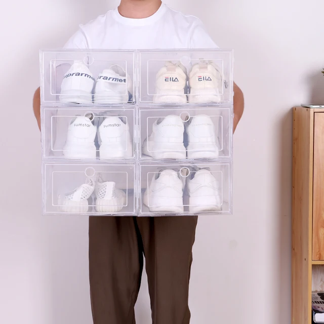 Armoire à chaussures antioxydante 6 pièces/ensemble, pantoufles hautement transparentes, boîte de rangement de chaussures, boîte de rangement de chaussures anti-poussière 6