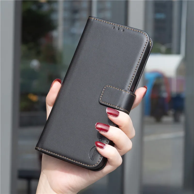 Leather Flip Wallet Phone Case with Magnetic Card Slots and Secure Phone Cover Shell