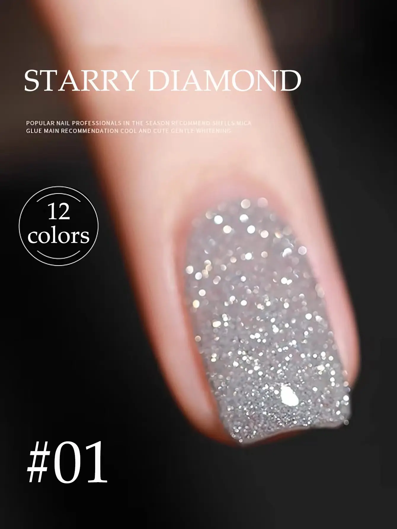 10ML 1-12 Stück Roter Nagellack mit Zerkleinerten Diamanten, Weißer Glitzer-Nagellack mit Hoher Dichte – Detail 12