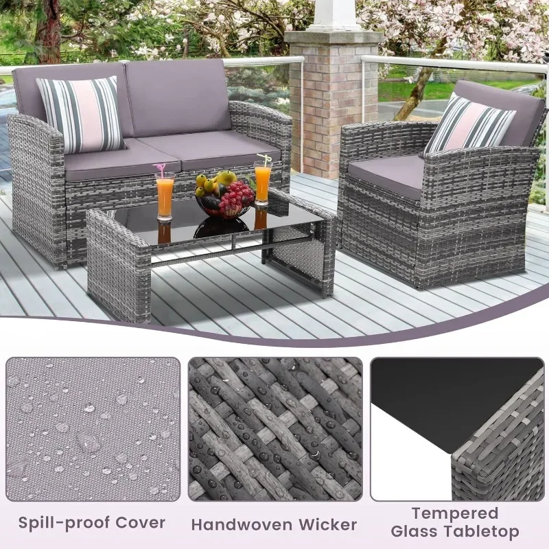 4-Piece Rattan Patio Set 5