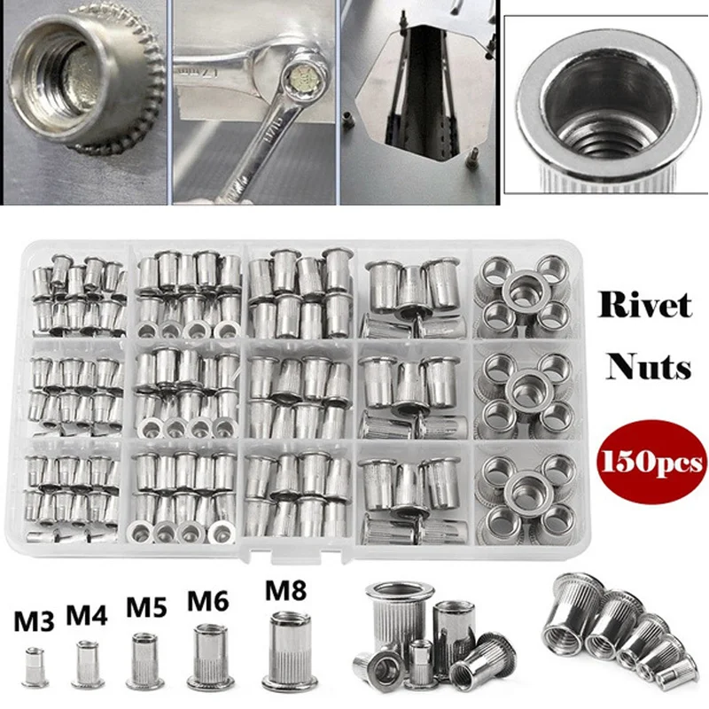 Description Picture 6 of item150pcs Rivet Nuts Gun Mandrel Kit M3/M4/M5/M6/M8 or Nut Rivet Mandrel Repair Tool Rivet Gun Flatheadscrew Pop Nut Rivet Gun Set