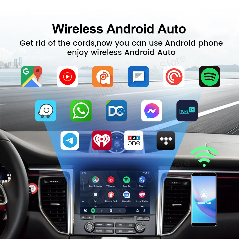 Adaptador inalámbrico CarPlay y Android Auto  Soporte de Netflix y   - ¡Hazlo inalámbrico!