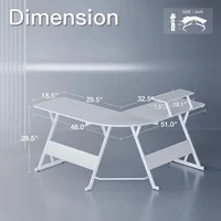 Computer Desks White L Shaped Gaming Desk 51 Inch Gamer Desk Gaming Table with Carbon Fiber Texture Corner Computer L Shape 2