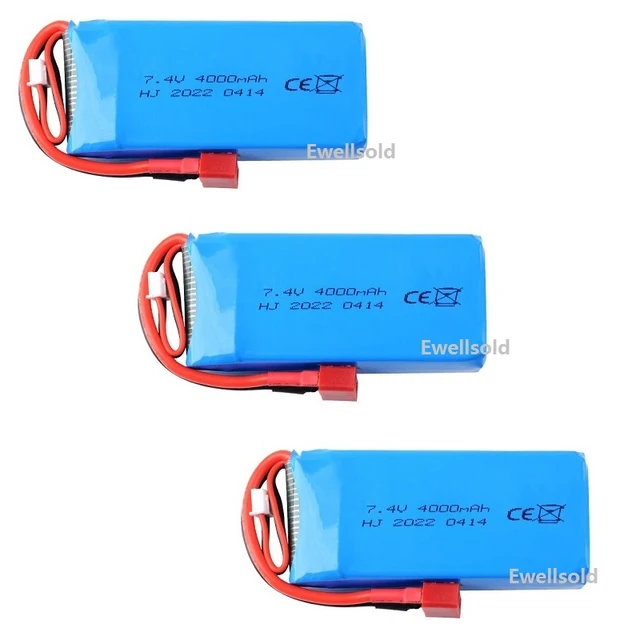 Batterie Lipo 2S pour Wltoys, 7.4V, 3000mAh, voiture rc R/C, pièces de  rechange pour camion, 144001, 124018, 124019, 104001, 124016, 124017,  144002