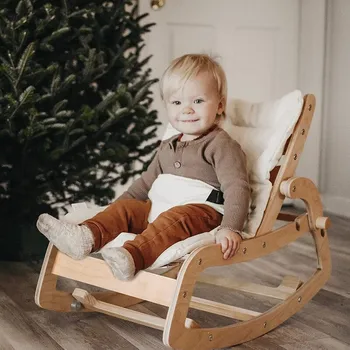 Sedia a dondolo per bambini in legno massello strumento lenitivo per bambini sedia a sdraio per neonati in legno multifunzionale sedia lenitiva per bambini