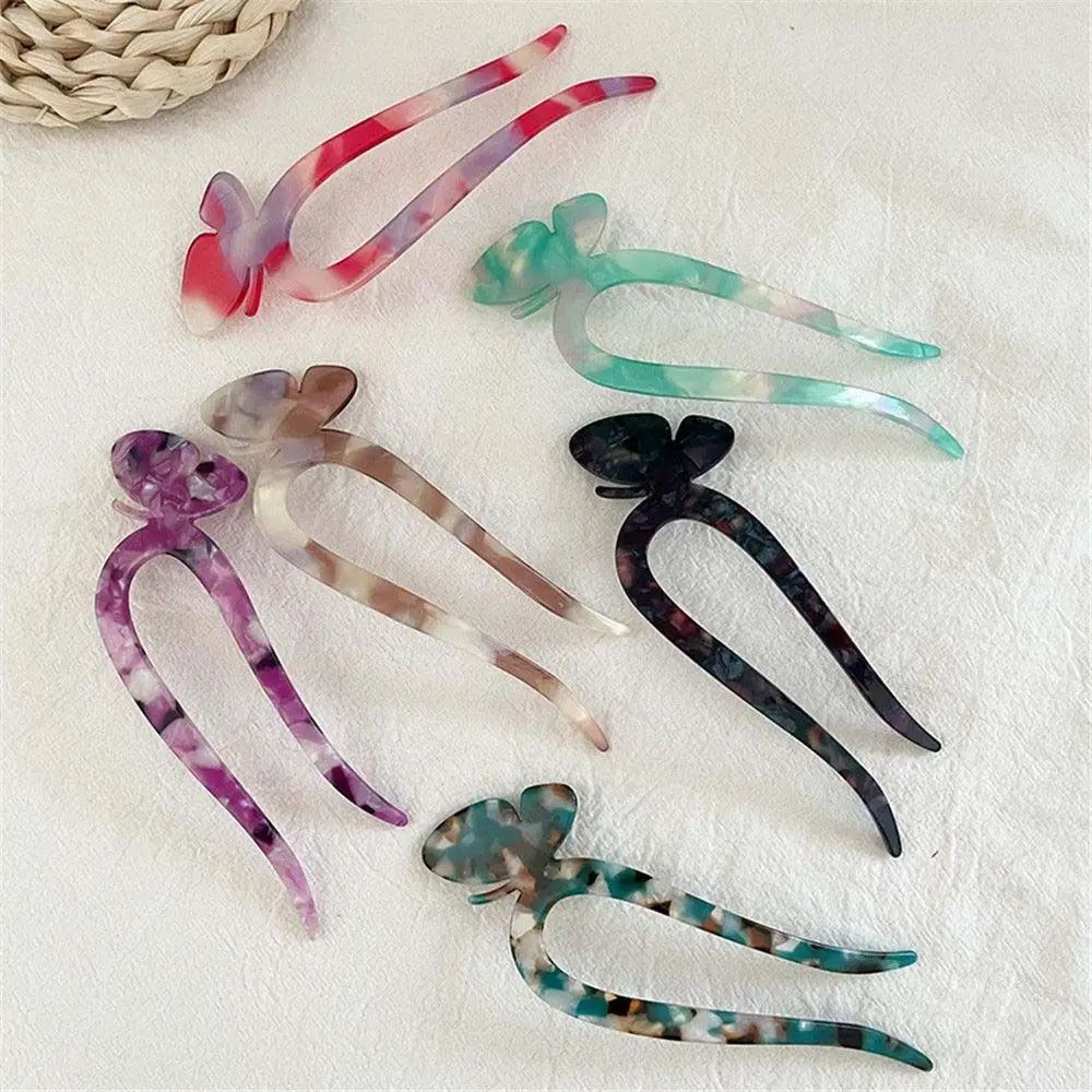 

Vintage Lady Ink Pattern Acetate Resin Hair Accessories U Shaped Hairpin Butterfly Hair Sticks Korean Style Hair Fork
