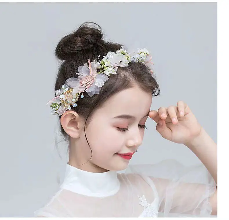 Forest Fairy Style Delicate Children's Day Wreath Kids Girl Daughter's Birthday New Year Gift Favors Wedding Headdress kids wreath headdress