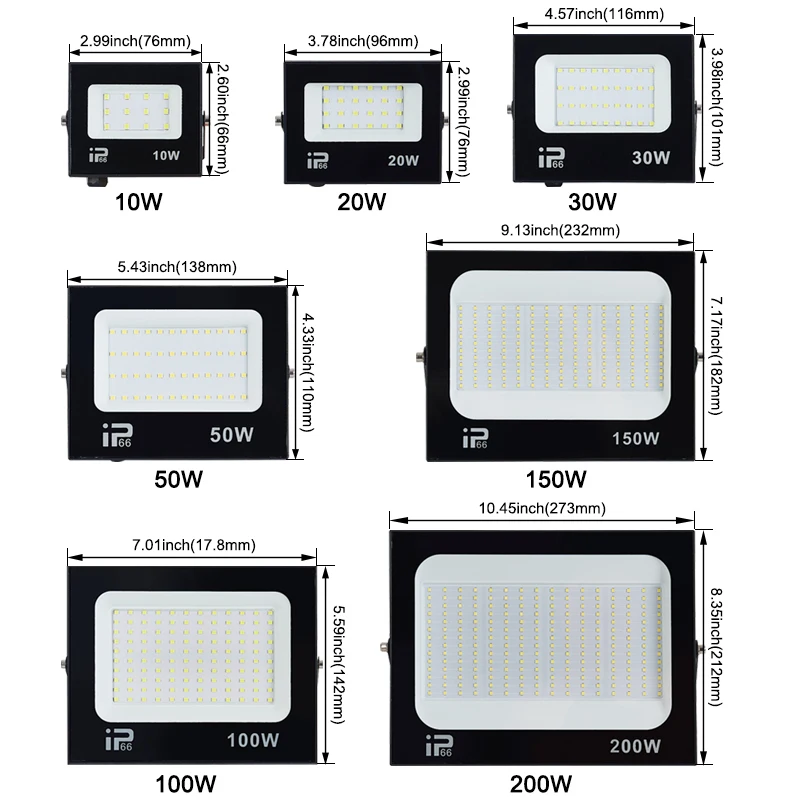 LED Flood Light 200W LED Flood light Spotlight Projector Outdoor Lighting 6500k Waterproof IP66 for Wall Garage Gym Street 220V