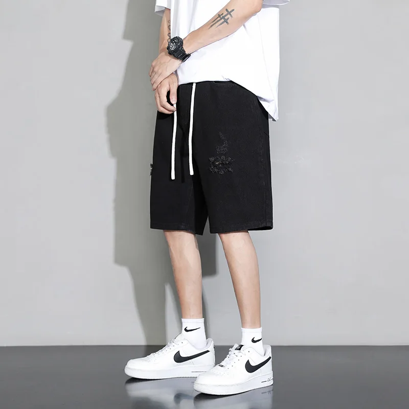 Men Cargo Pants Harajuku Denim Shorts Summer Baggy Oversize Shorts Ripped Hip Hop High Quality Jeans Brand Baggy Pants Street