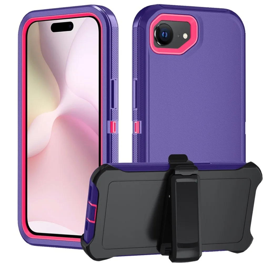 Triple-Layer Rugged Shockproof Armor Case with Belt Clip
