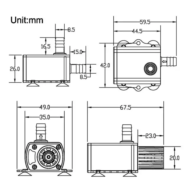 Mini DC 24V Lebensmittelqualität Micro Brushless Wasserpumpe 10W für  Aquarium Brunnen Medizinische Instrumente