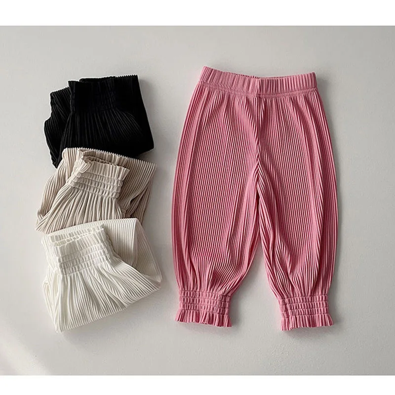 

Children's spring and summer new girls' foreign style folds thin breathable loose all-match anti-mosquito children's pants