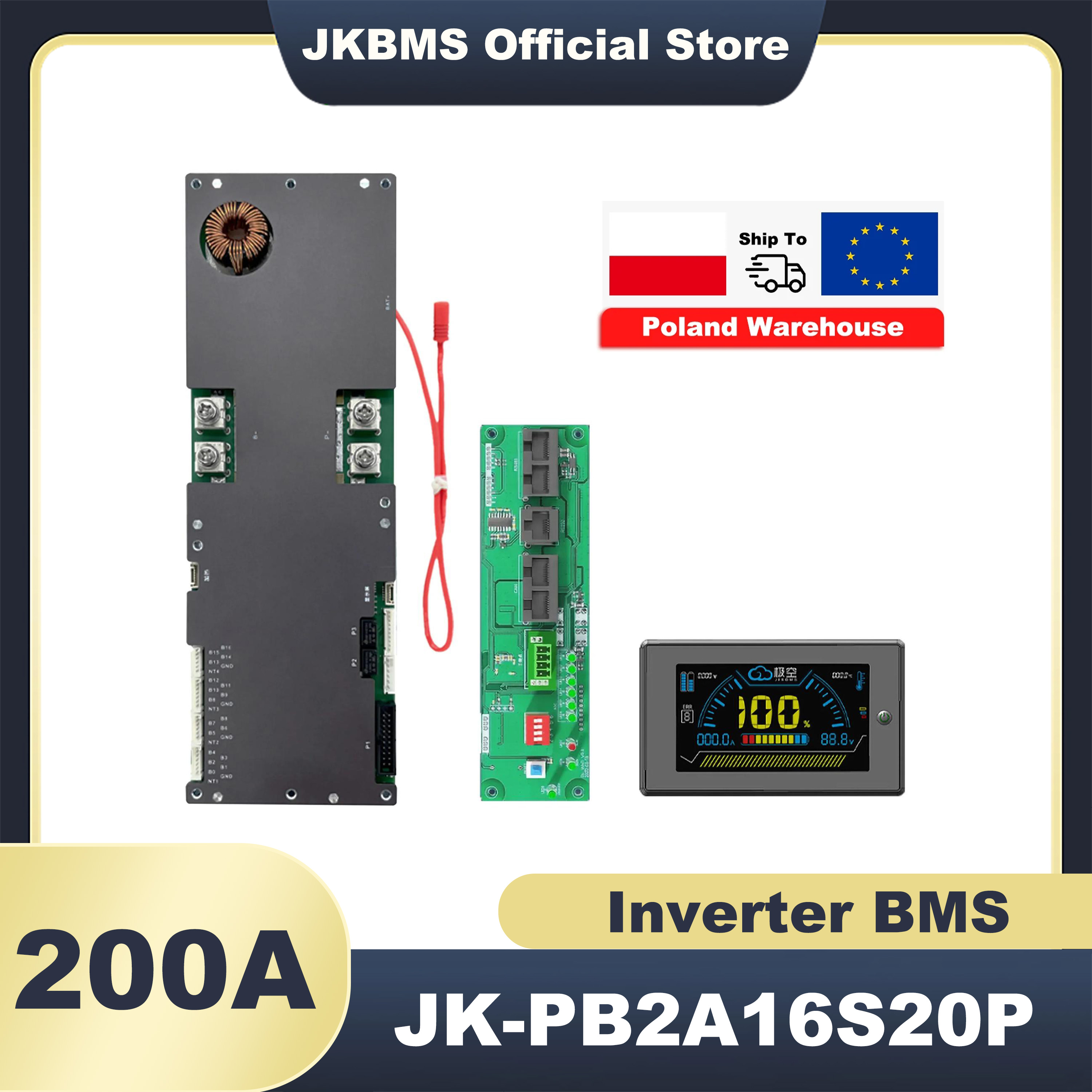 JKBMS PB2A16S20P Smart Inverter BMS 8S - 16S 24V 48V 200A Family Energy Storage Lifepo4/Li-ion/LTO For Growatt Deye Inverter