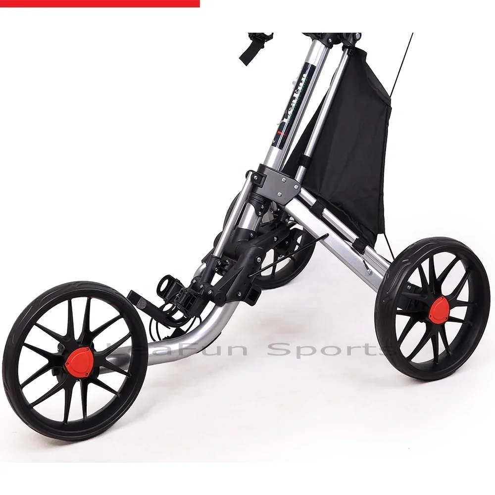 Push Golf Trolley With Big Free Wheels ,Aluminium Frame Including The Foot Brake,Score Card Holder,easy Fold System