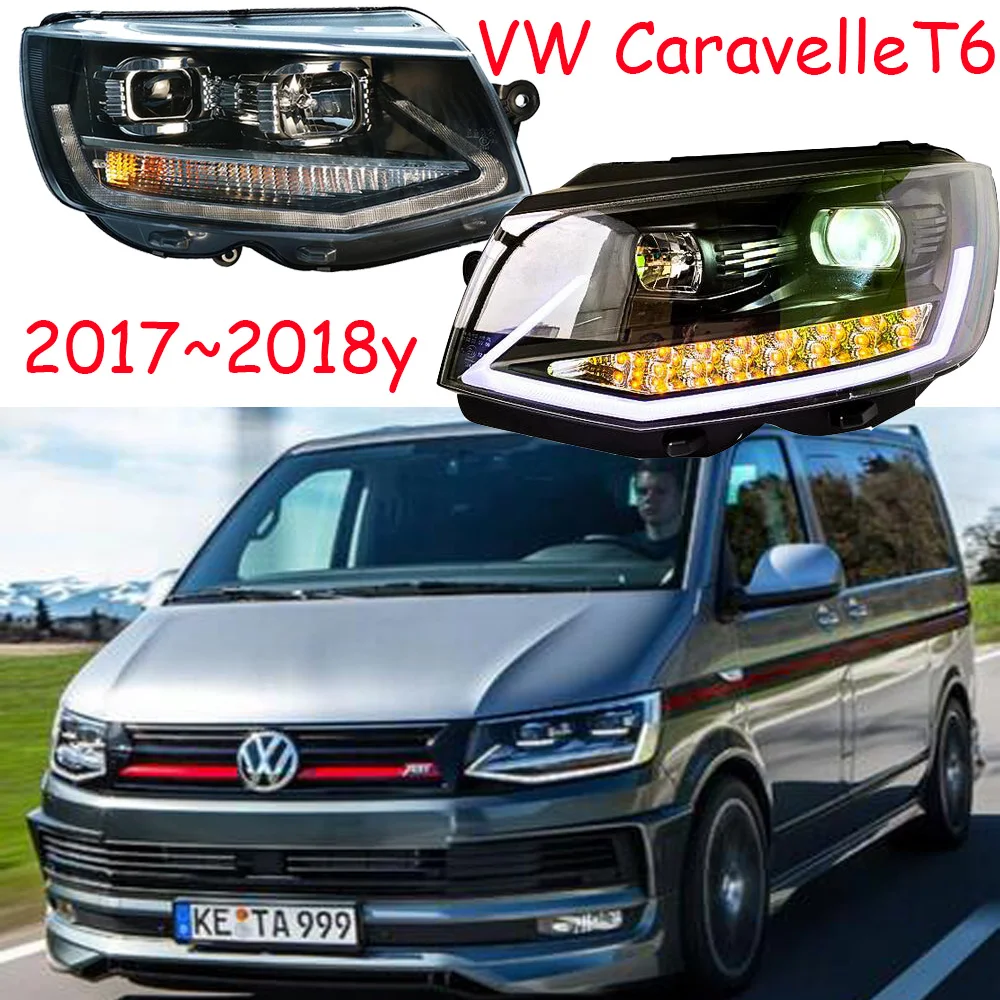 

Автомобильный бампер, налобный фонарь для Caravelle T6, головсветильник 2017 ~ 2018y, автомобильные аксессуары, светодиодные DRL HID Ксеноновые фары для фургона, противотуманные фары