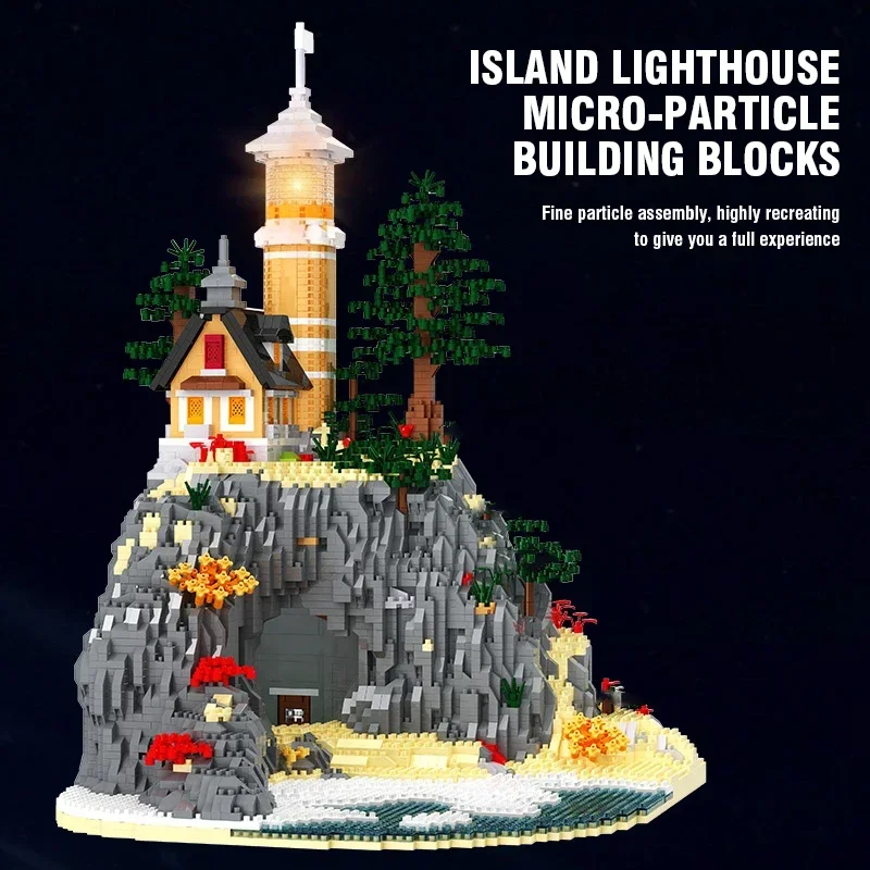 Lighthouse Island Building Blocks Toy Set with Light for Kids
